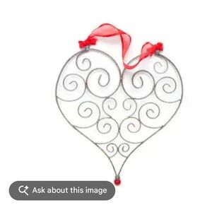 Vintage Pier 1 Red Ribbon Metal Heart Wall Decor